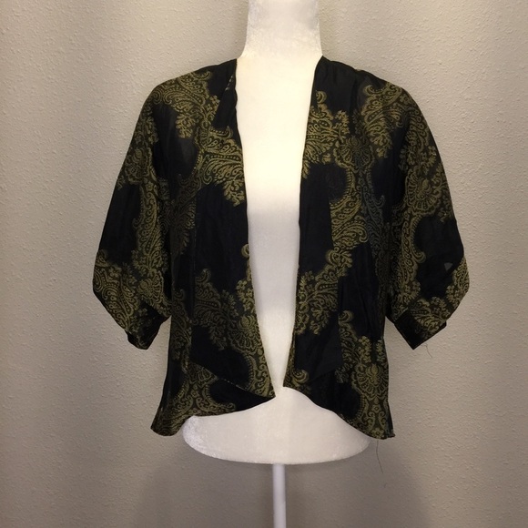 Urban Outfitters Pins & Needles Black & Gold Kimono XS - Picture 2 of 4